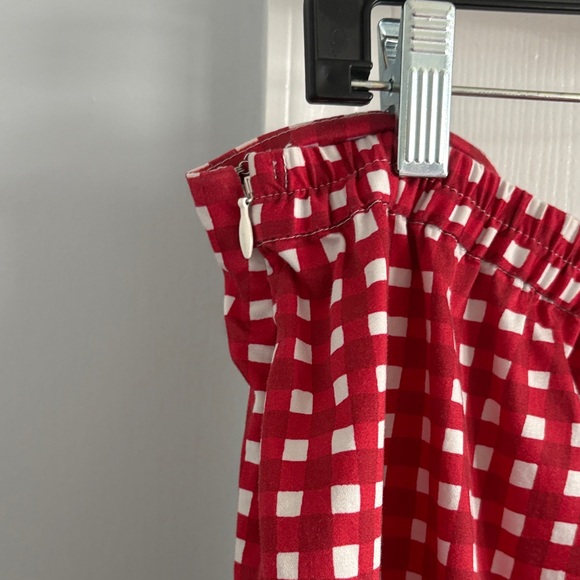 Anthropologie Hutch Drop Waist Red and White Gingham Plaid Midi Skirt 2X Flawed - Picture 8 of 10